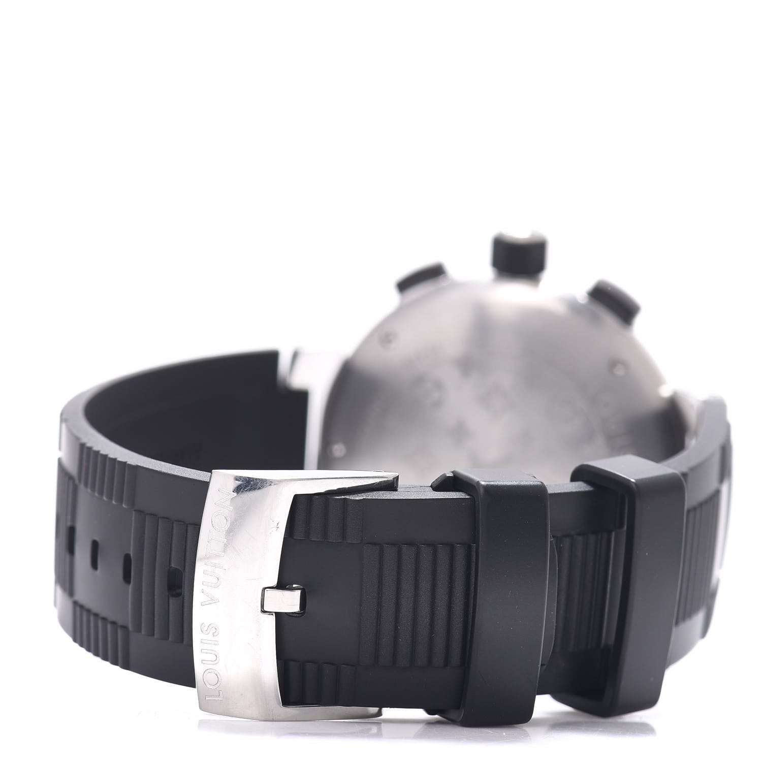 Louis Vuitton Stainless Steel Rubber 41mm Tambour GMT Automatic Watch Black 3 of 4