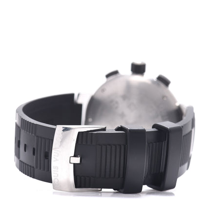 Louis Vuitton Stainless Steel Rubber 41mm Tambour GMT Automatic Watch Black 3 of 4
