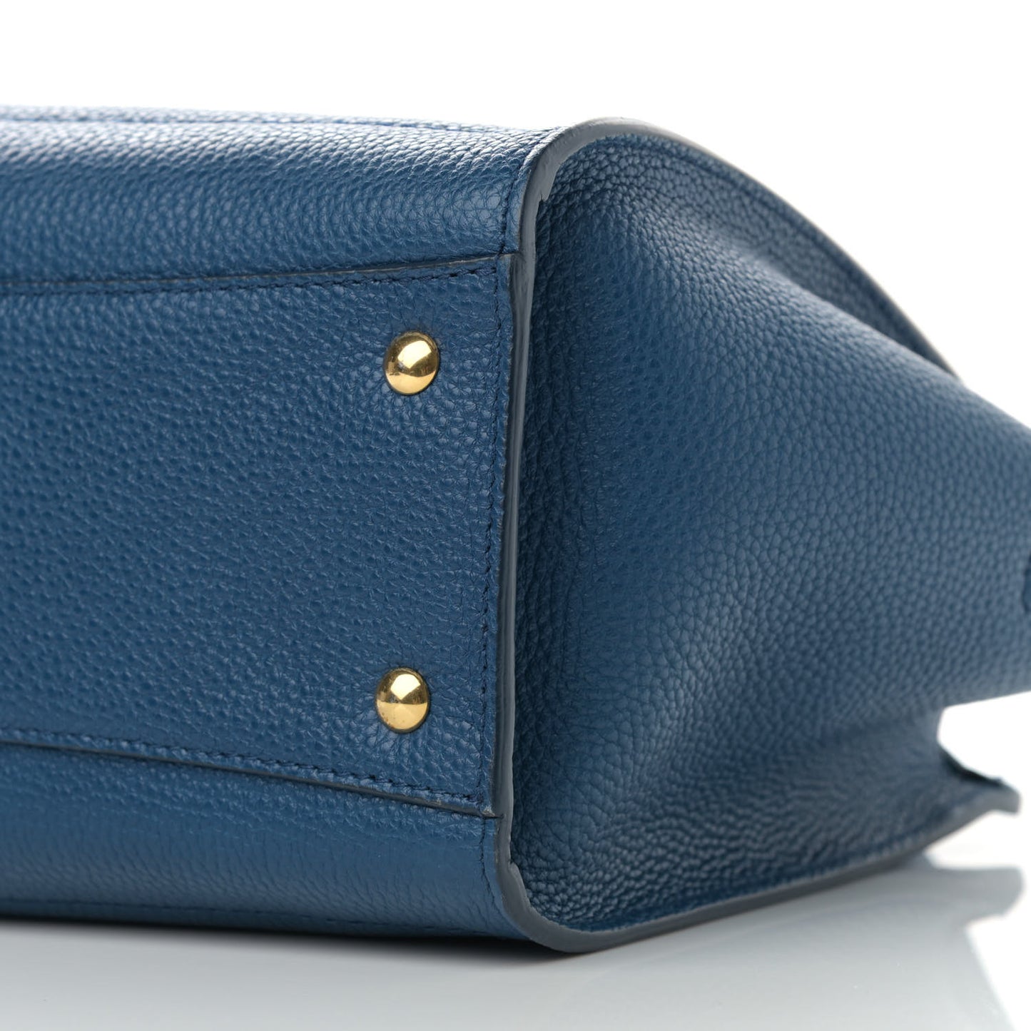 Hammered Calfskin Double Handle Small Amy Tote Blue