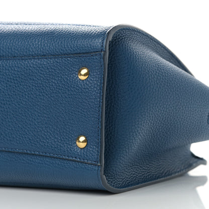 Salvatore Ferragamo Hammered Calfskin Double Handle Small Amy Tote Blue 10 of 10