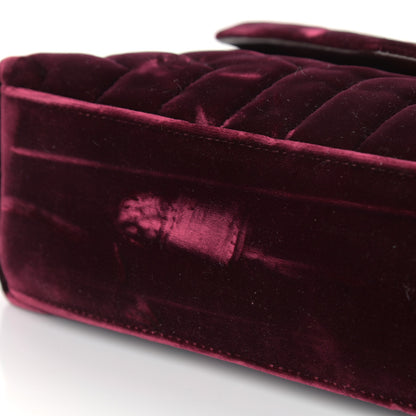 Saint Laurent Velvet Y Quilted Monogram Small Loulou Chain Satchel Burgundy 11 of 15