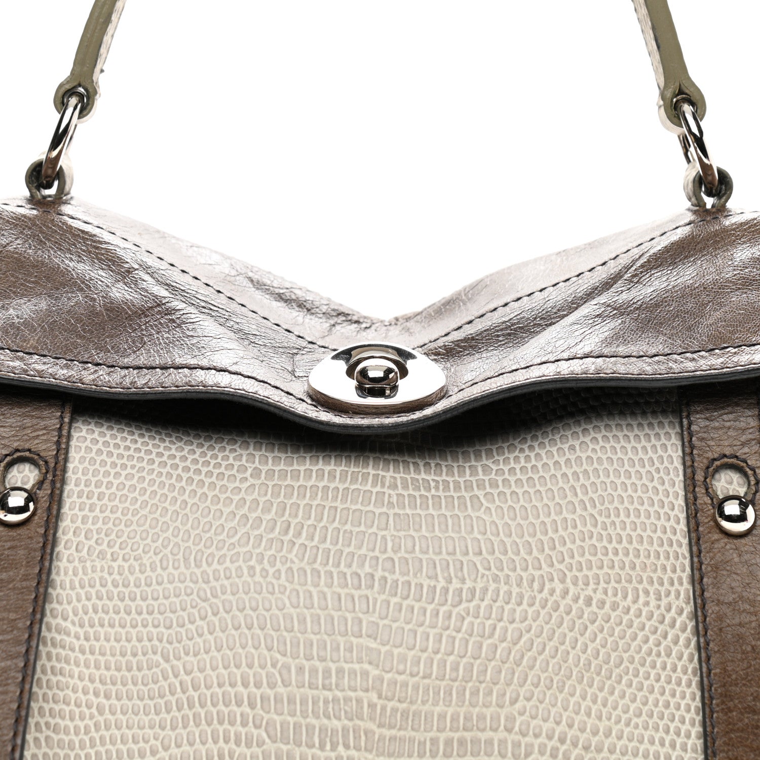 Saint Laurent Calfskin Lizard Embossed Medium Muse Two Brown 9 of 16