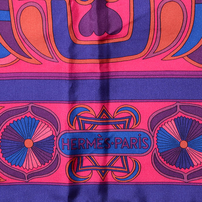 Hermes Silk Twill Giant Plume Folklore d'Henri d'Origny Scarf 140 4 of 7