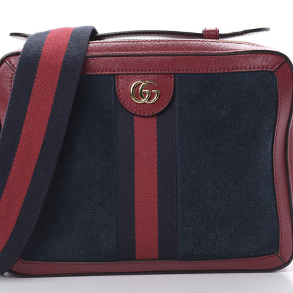 Gucci Suede Calfskin Web Small Ophidia Top Handle Shoulder Bag New Blue Romantic Cherry 8 of 15