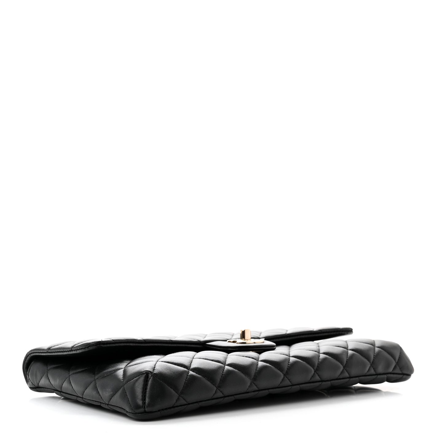 Lambskin Quilted Flap Clutch Black