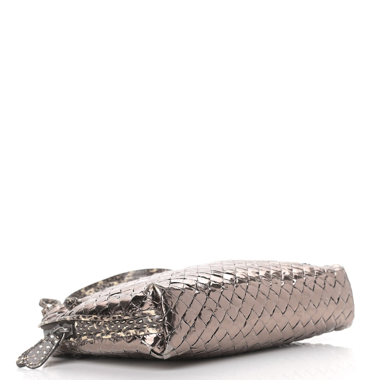 Metallic Ayers Intrecciato Nodini Crossbody Messenger Pewter