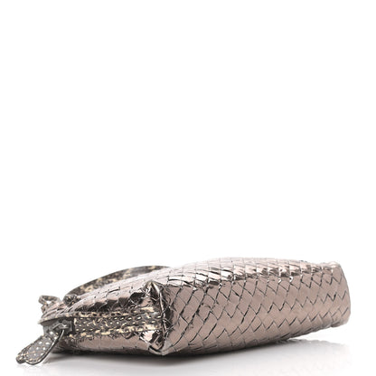 Bottega Veneta Metallic Ayers Intrecciato Nodini Crossbody Messenger Pewter 4 of 9