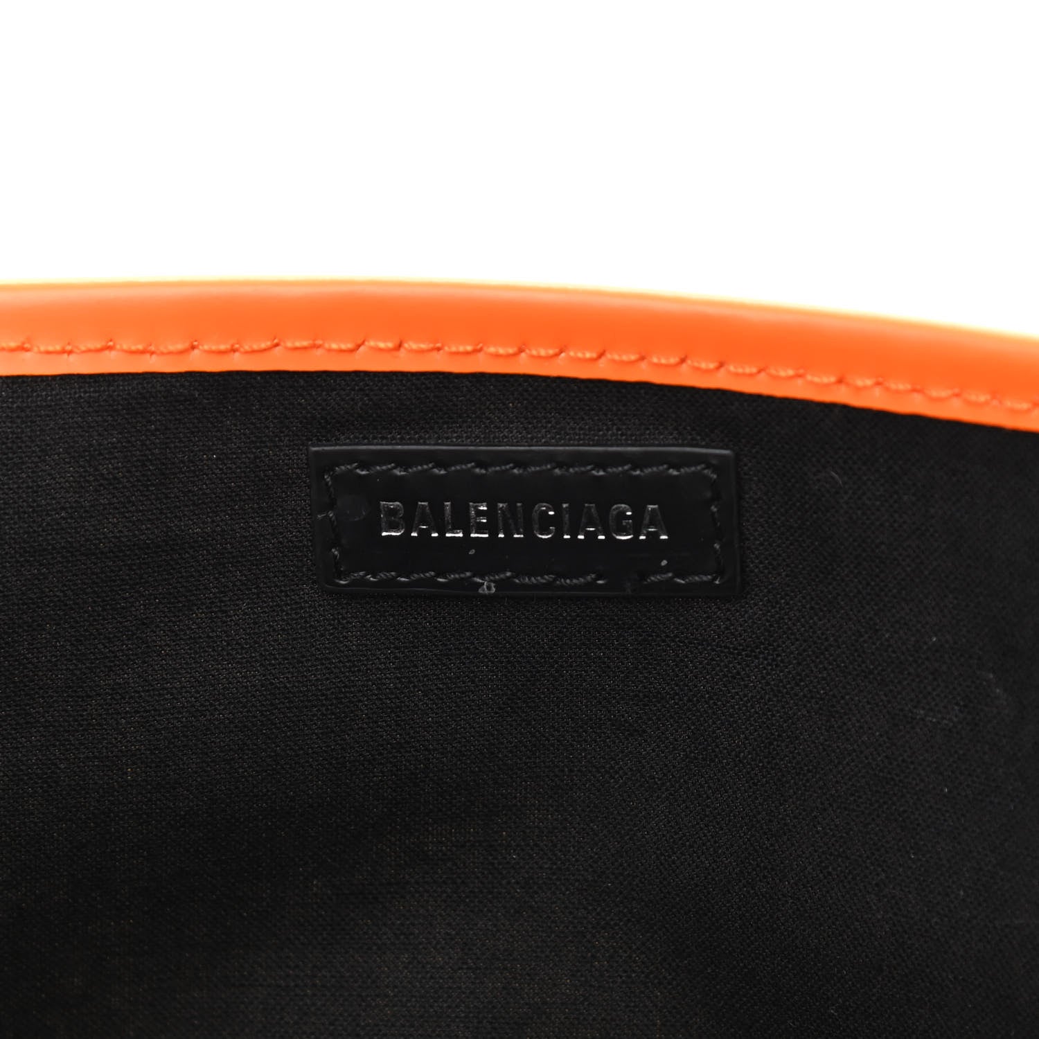 Balenciaga Cotton Canvas Calfskin S Navy Cabas Orange 7 of 14