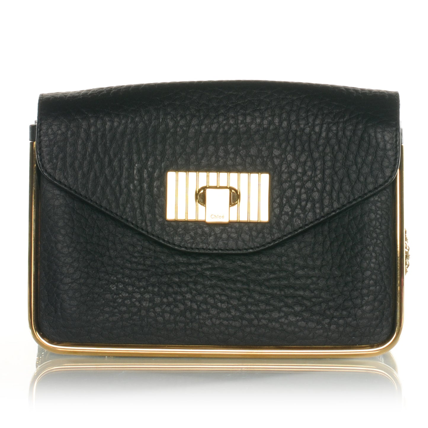 Grained Calfskin Sally Flap Bag Black