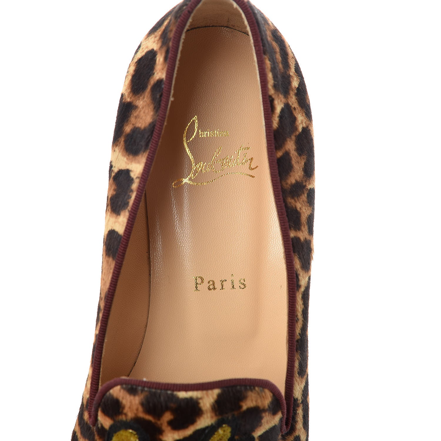 Christian Louboutin Leopard Print Calf Hair Cap Toe I Love My Loubies Loafers 38.5 Red 7 of 10