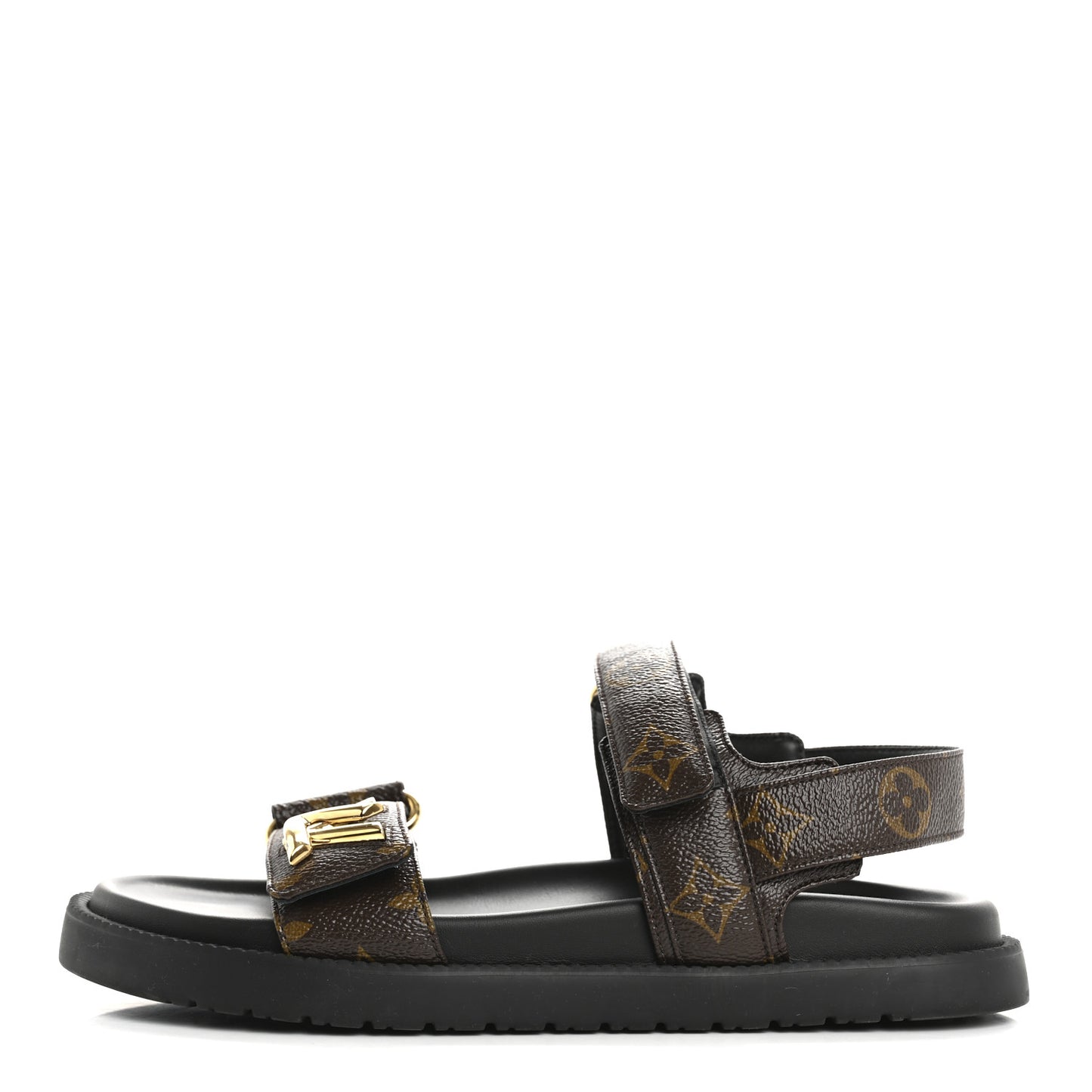 Monogram LV Sunset Comfort Flat Sandals 37.5 Cacao Brown