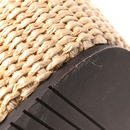 Fendi Straw Vitello Grace Cuoio Logo Womens FF Sunshine Flatform Slide Sandals  38 Natural Brandy 10 of 10