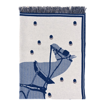 Hermes Merinos Wool Cashmere Cheval Cabriolet Blanket Indigo 1 of 7