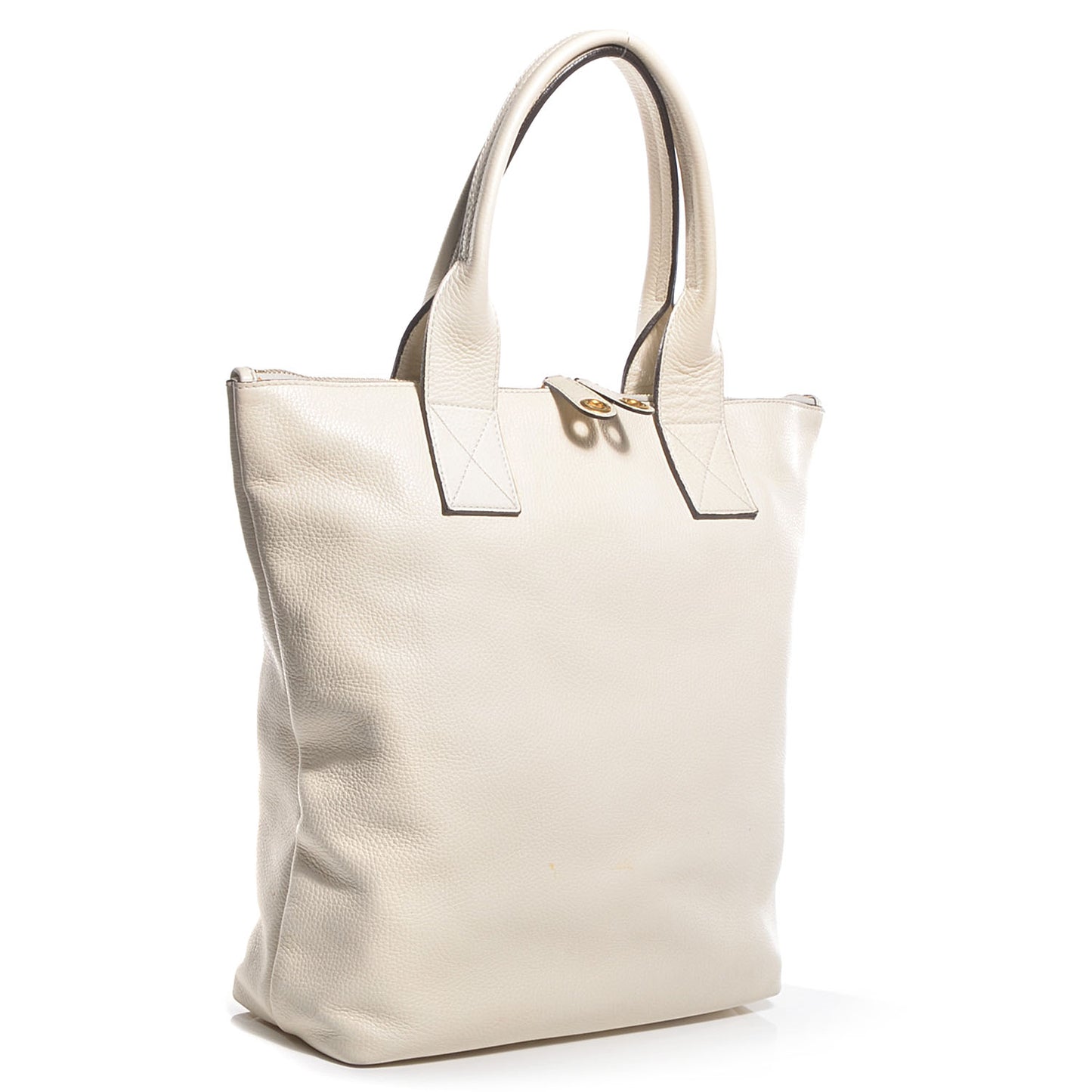 Pebbled Calfskin North South Skull Padlock Tote Bone