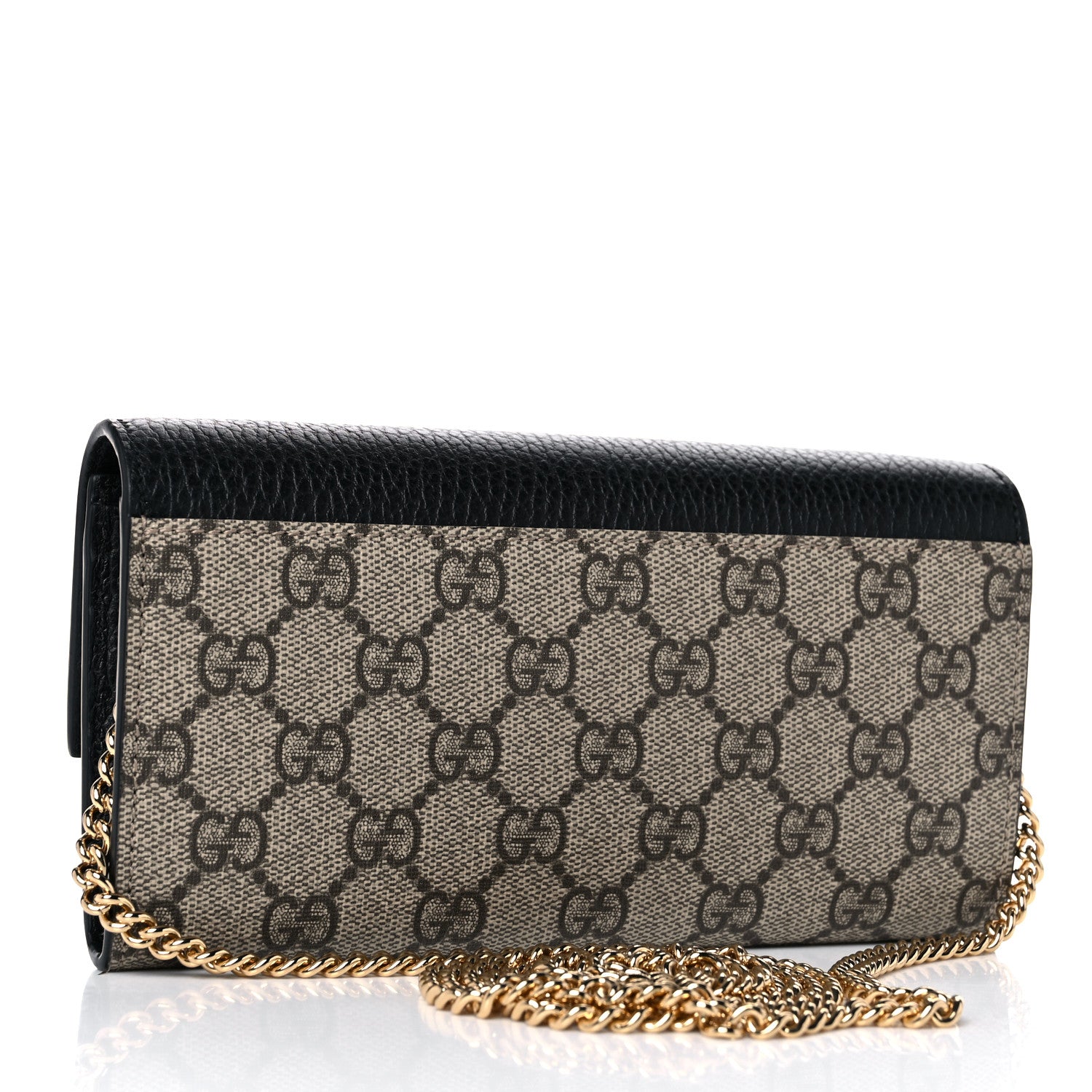 Gucci Dollar Calfskin GG Supreme Monogram Petite GG Marmont Wallet Chain Bag Black Beige Ebony 3 of 11