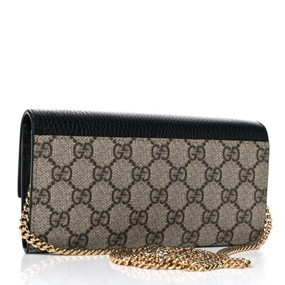 Gucci Dollar Calfskin GG Supreme Monogram Petite GG Marmont Wallet Chain Bag Black Beige Ebony 3 of 11
