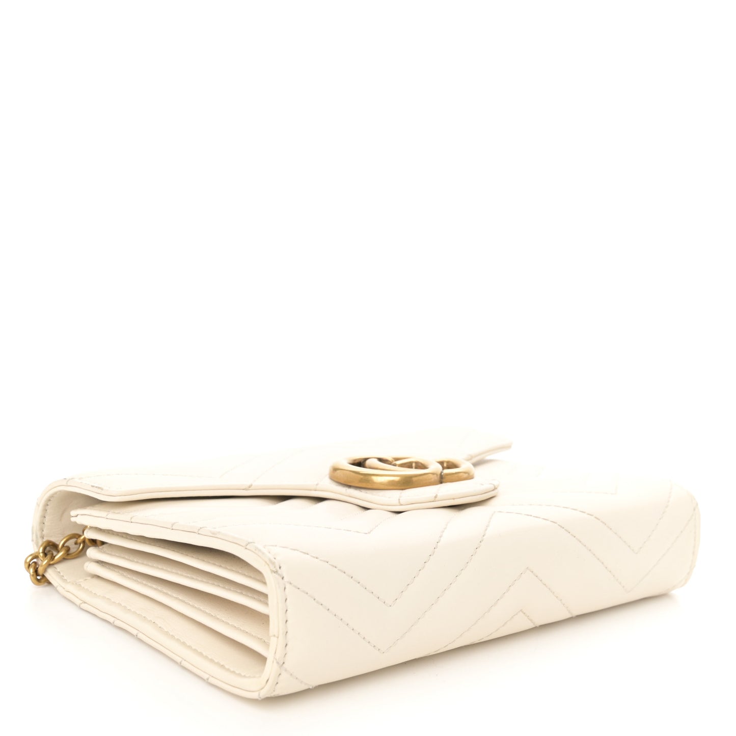 Calfskin Matelasse GG Marmont Chain Wallet Mystic White