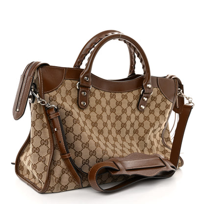 Balenciaga X GUCCI GG Monogram Azalea Calfskin Neo Classic Silver Hardware Medium City Beige Ebony Brown Sugar 3 of 9
