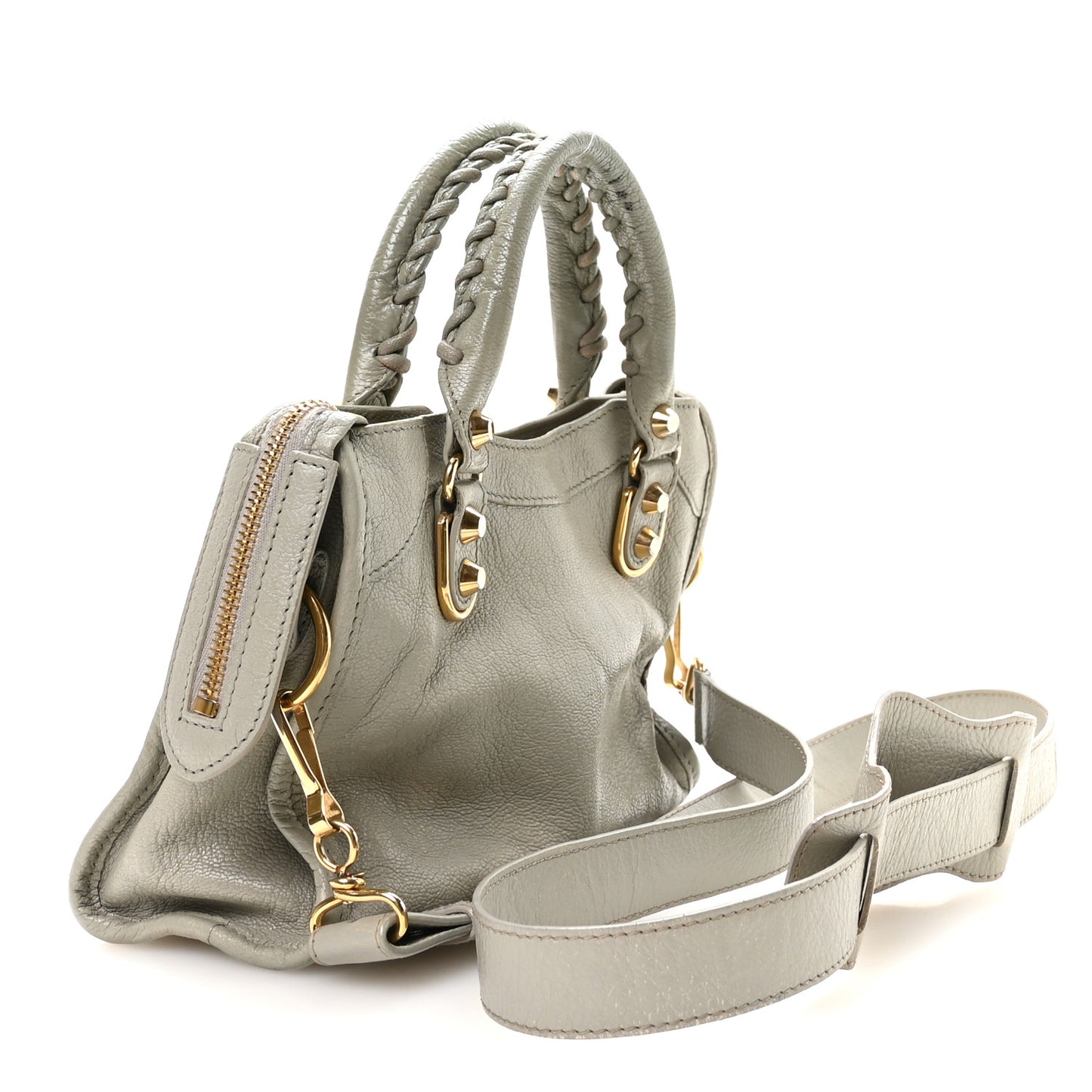 Chevre Gold Metallic Edge Hardware Mini City Gris Glace