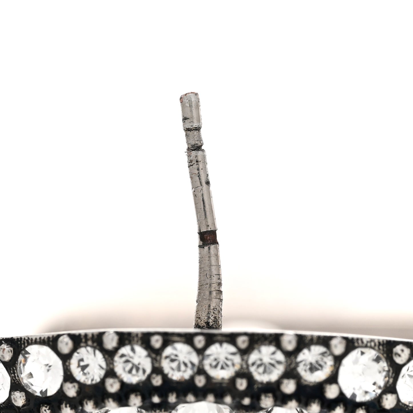 Crystal Cagole Buckle Earrings Antique Silver