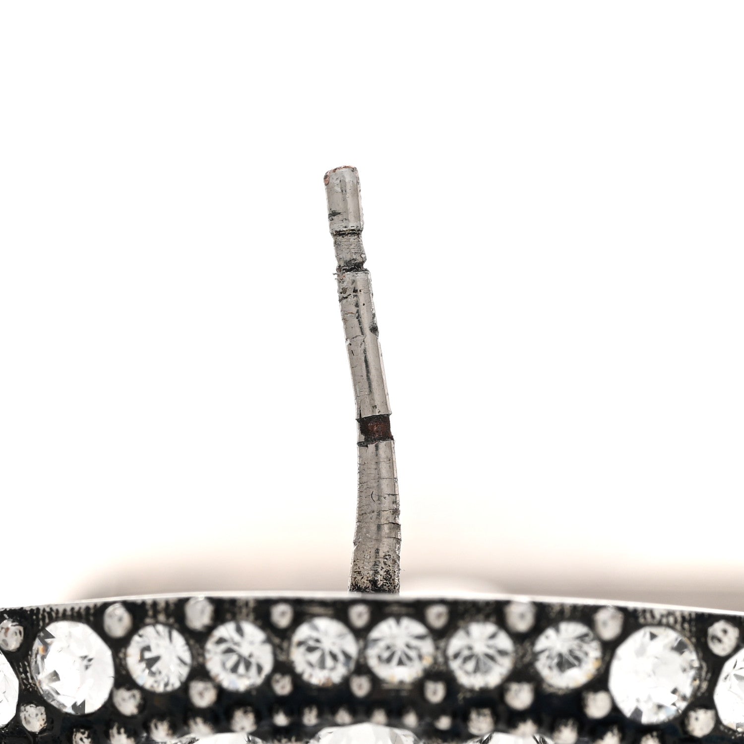 Balenciaga Crystal Cagole Buckle Earrings Antique Silver 5 of 7