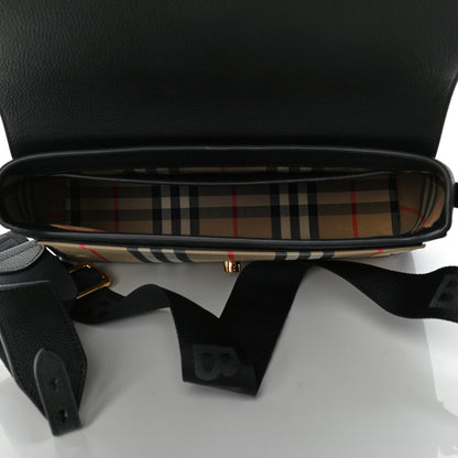 Burberry Grainy Calfskin Vintage Check Note Crossbody Bag Black 5 of 13