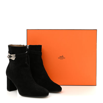 Hermes Suede Goatskin Saint Germain Ankle Boots 35.5 Black 10 of 10