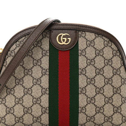Gucci GG Supreme Monogram Textured Dollar Calfskin Web Small Ophidia Dome Shoulder Bag Beige Ebony New Acero 8 of 10