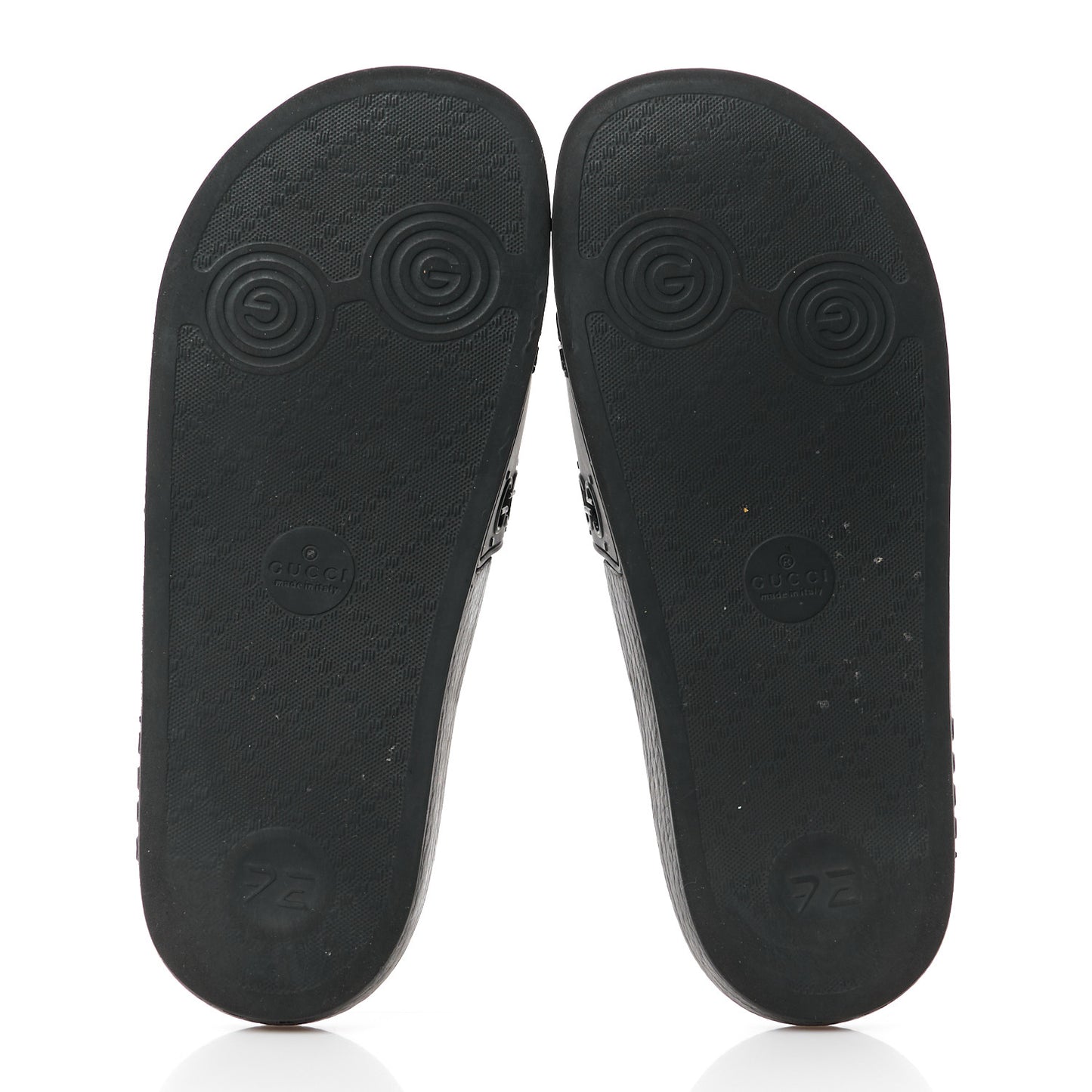 Rubber GG Monogram Perforated Womens Slide Sandals 39 Black