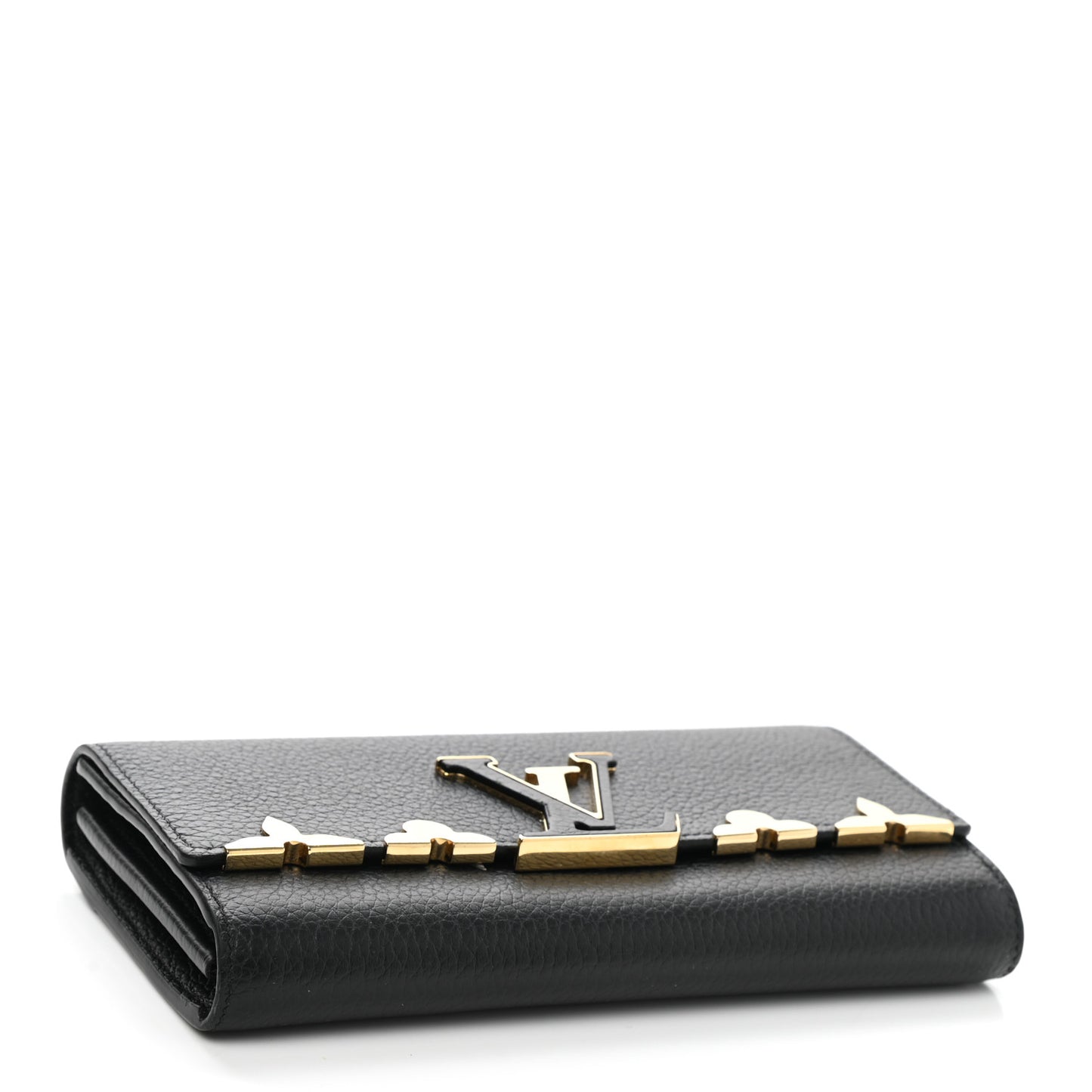Taurillon Embellished Capucines Long Wallet Black