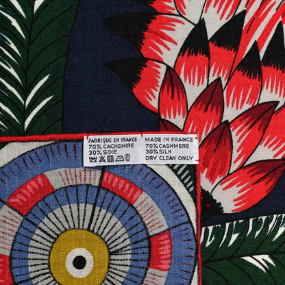 Hermes Cashmere Silk The Savana Dance Shawl 140 Marine Vert Corail 3 of 6