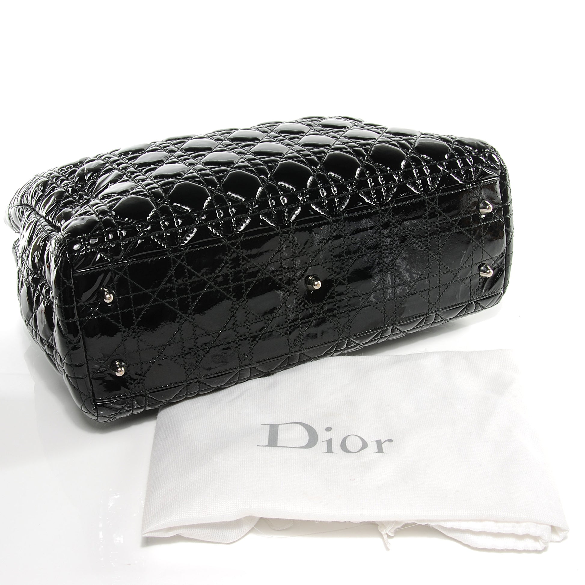 Christian Dior Patent Cannage Dior Soft Shopping Tote Black 4 of 7
