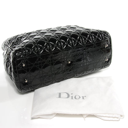 Christian Dior Patent Cannage Dior Soft Shopping Tote Black 4 of 7