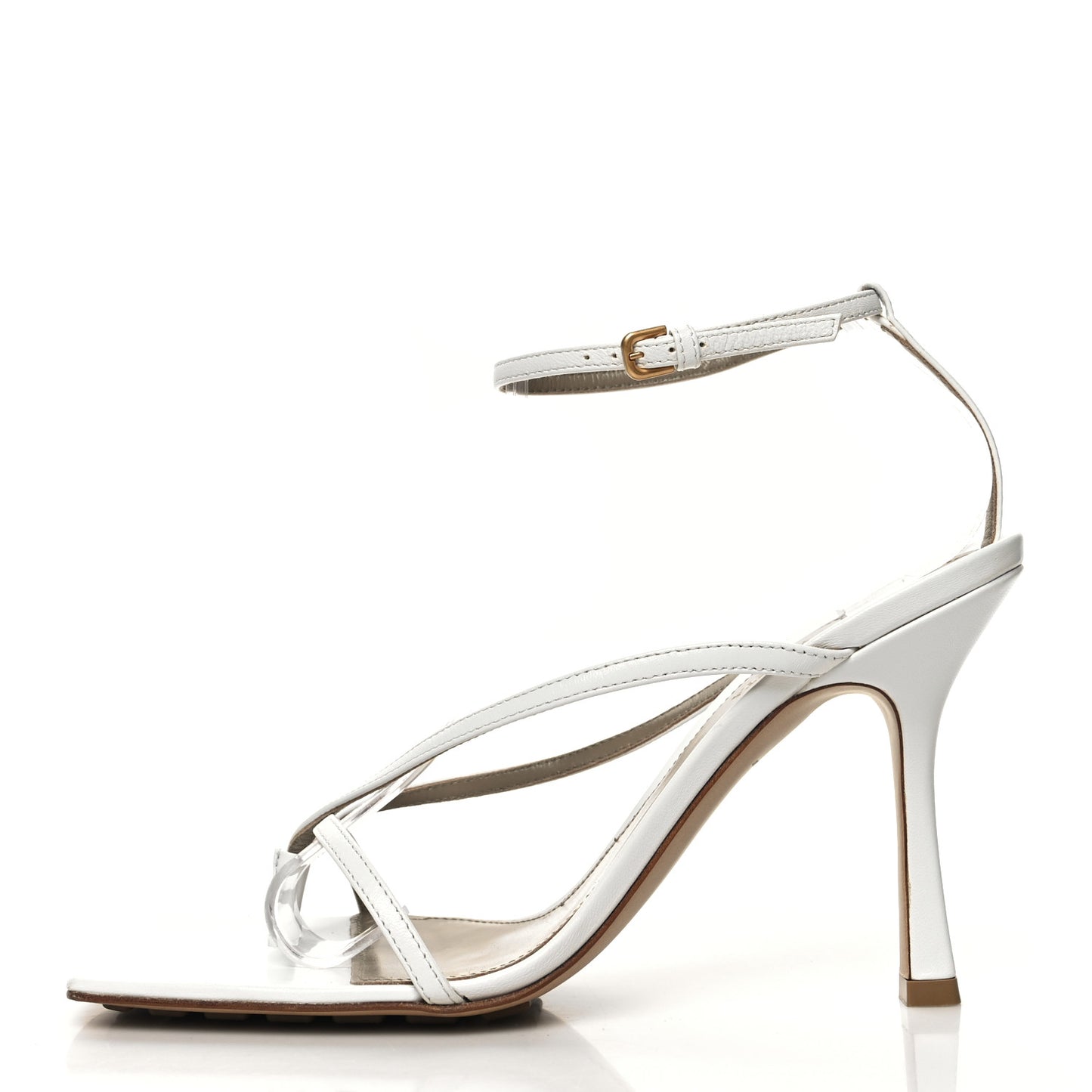 Lambskin Stretch Multi Strap 90mm Sandals 40 Optic White