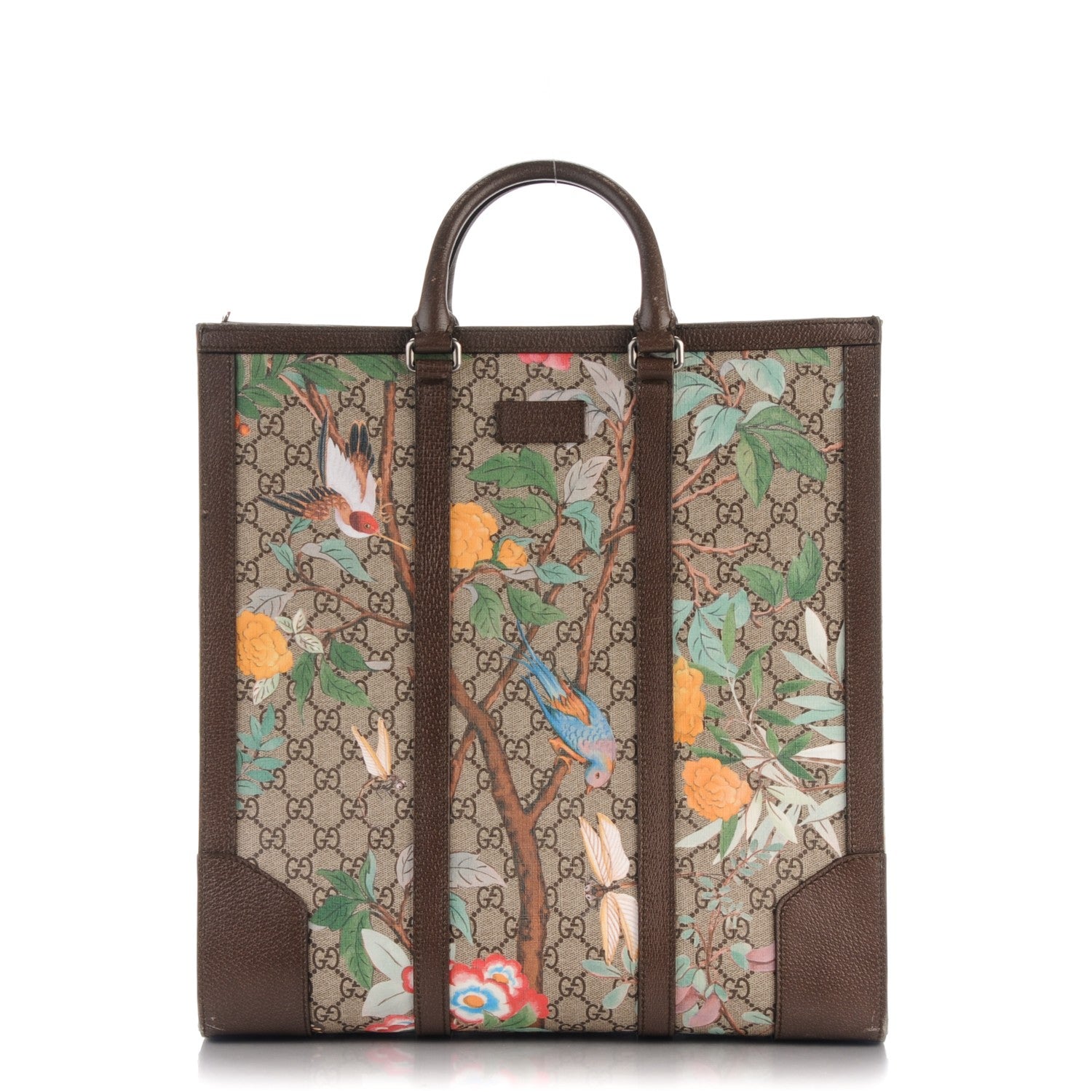 Gucci GG Supreme Monogram Tian Web Vertical Tote Beige Multicolor New Acero 1 of 11