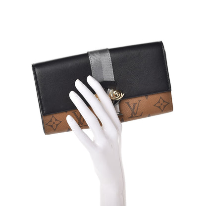 Louis Vuitton Calfskin Reverse Monogram Column Sarah Wallet Black 2 of 7