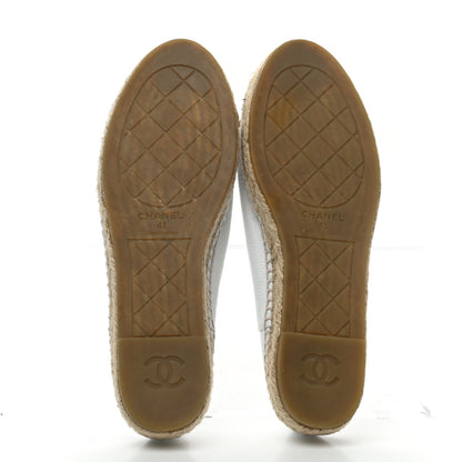 Chanel Grained Calfskin CC Espadrilles 41 White Black 5 of 8