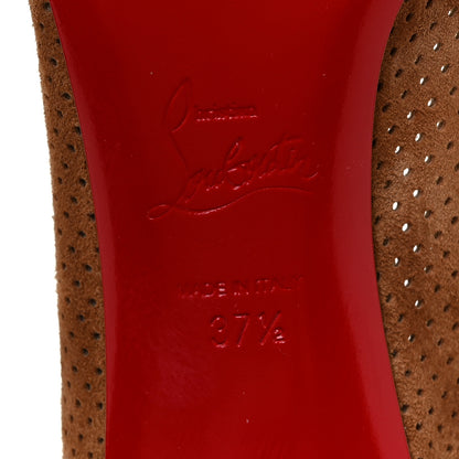Christian Louboutin Suede Perforated Incastrana 55 Pumps 37.5 Tan 6 of 9