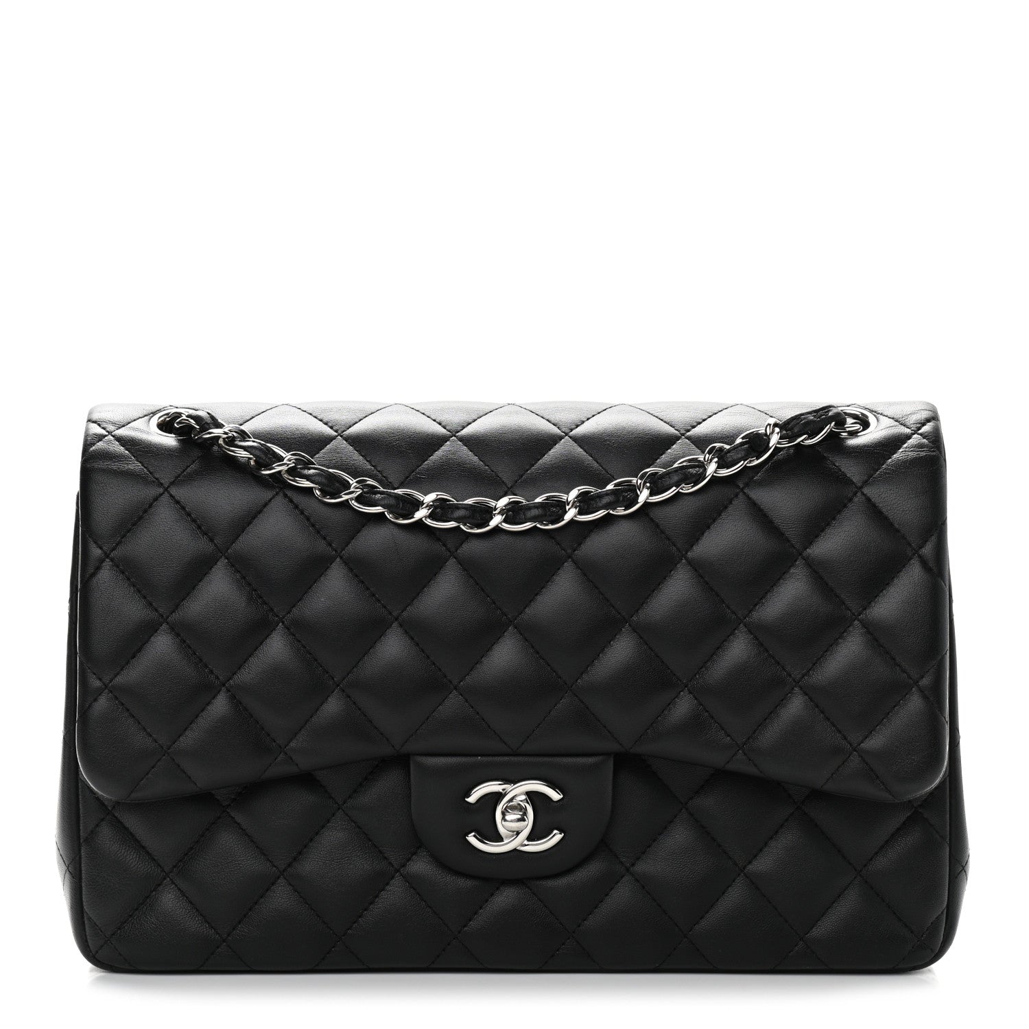 Chanel Lambskin Quilted Jumbo Double Flap Black 1 of 8
