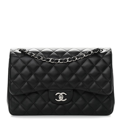 Chanel Lambskin Quilted Jumbo Double Flap Black 1 of 8