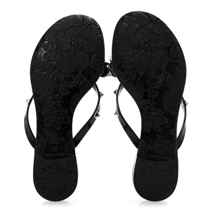 Valentino Garavani PVC Jelly Rockstud Bow Thong Sandals 35 Black 6 of 8