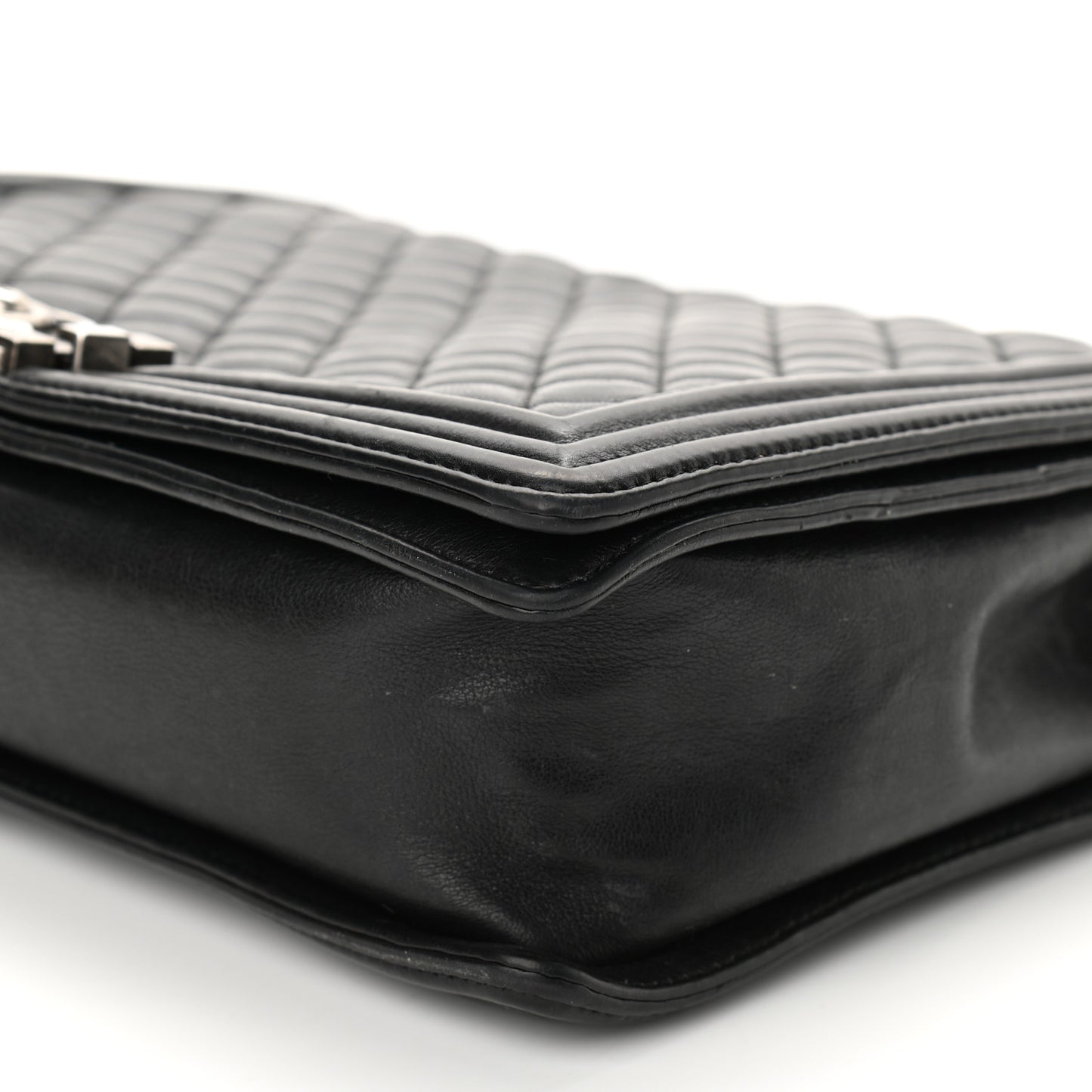 Lambskin Quilted Large Boy Flap Black