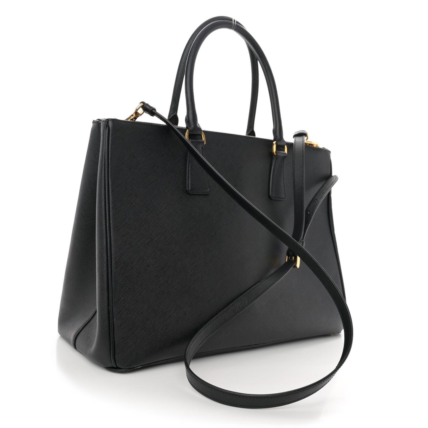 Saffiano Lux Large Galleria Double Zip Tote Black