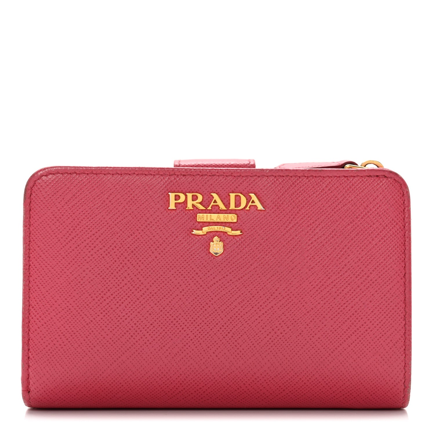 Prada Saffiano Metal Compact Wallet Peonia 1 of 13