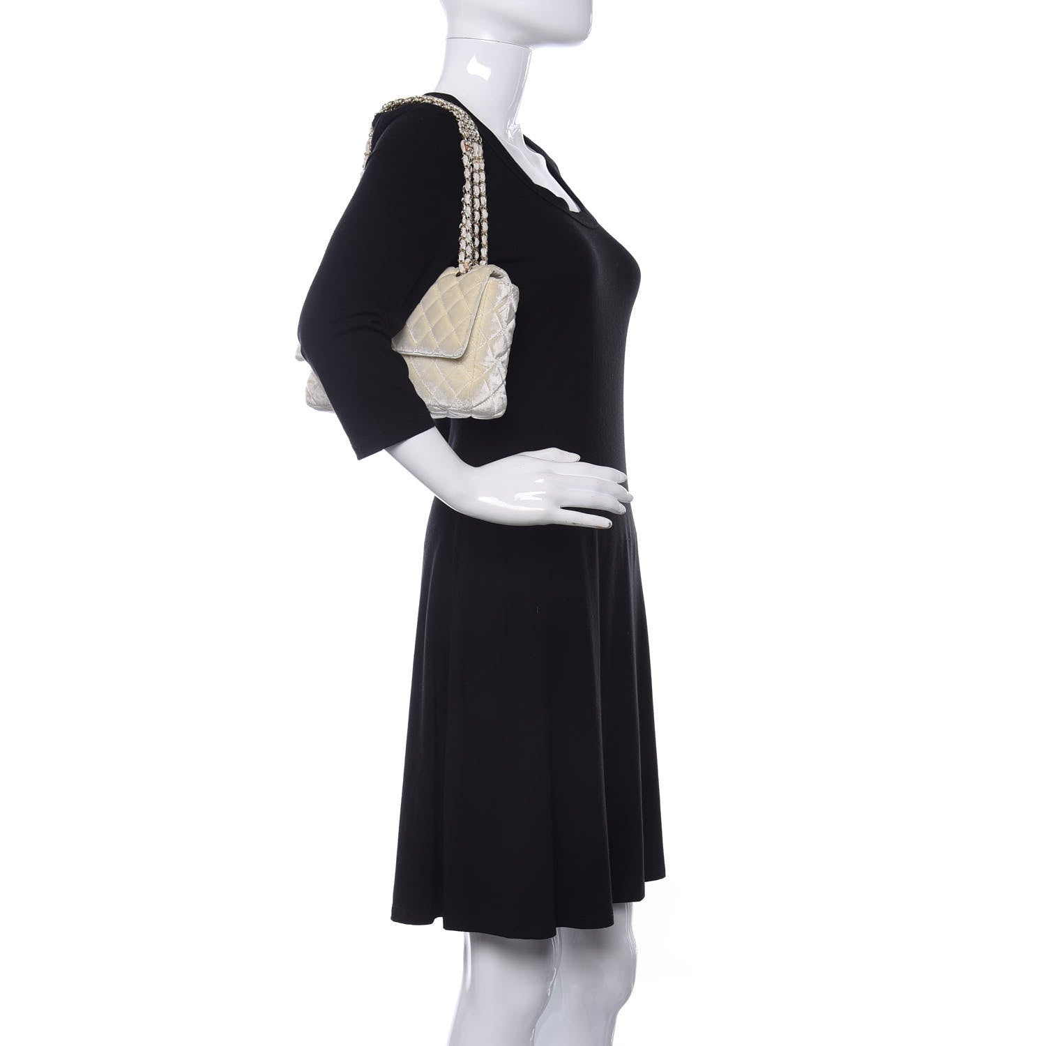Chanel Velvet Pearl Quilted Medium Single Flap White 2 of 14