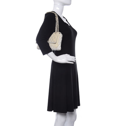 Chanel Velvet Pearl Quilted Medium Single Flap White 2 of 14