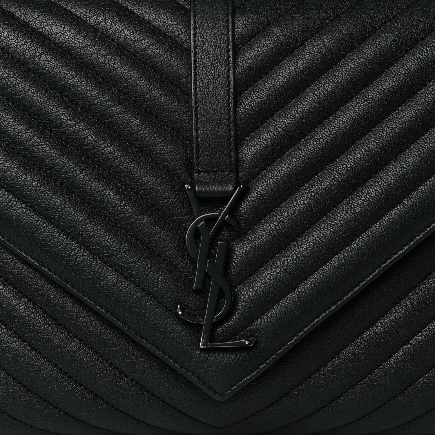 Saint Laurent Sheepskin Matelasse Chevron Monogram Monochrome Large College Satchel Black 8 of 10