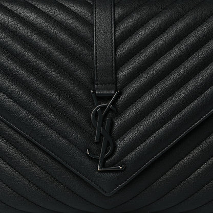Saint Laurent Sheepskin Matelasse Chevron Monogram Monochrome Large College Satchel Black 8 of 10
