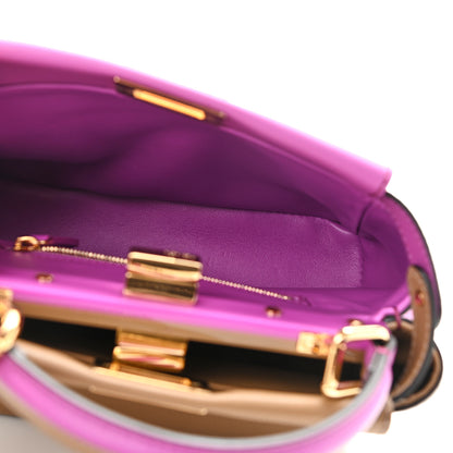 Fendi Vitello Seta Nappa Plexiglass Bi-Color Mini Peekaboo Iconic Satchel Bouganville Sand 5 of 12