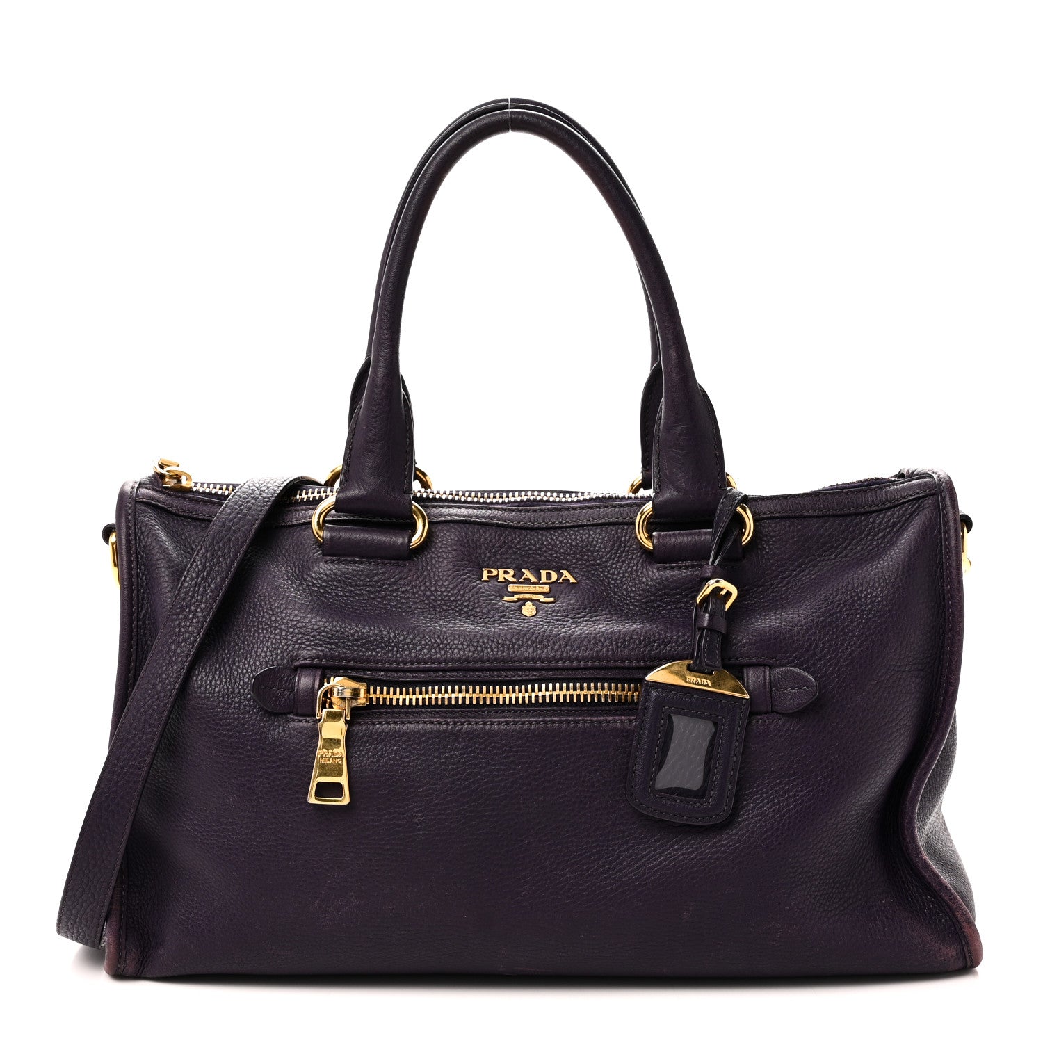 Prada Vitello Daino Shopping Satchel Uva 1 of 12